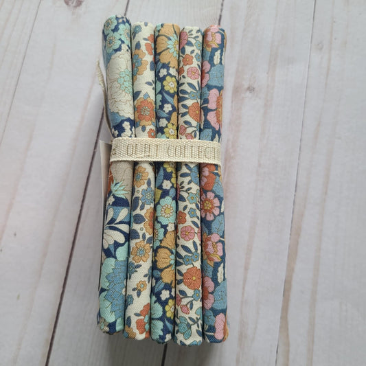 Wallflower Blue 5 piece Fat Quarter Bundle Tilda Fabrics