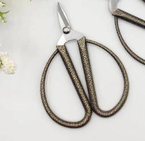 Black and gold mottled vintage style embroidery scissors, Fabric scissors, Macrame Small Scissors 5" ,Big Handle Scissors, bonsai scissors