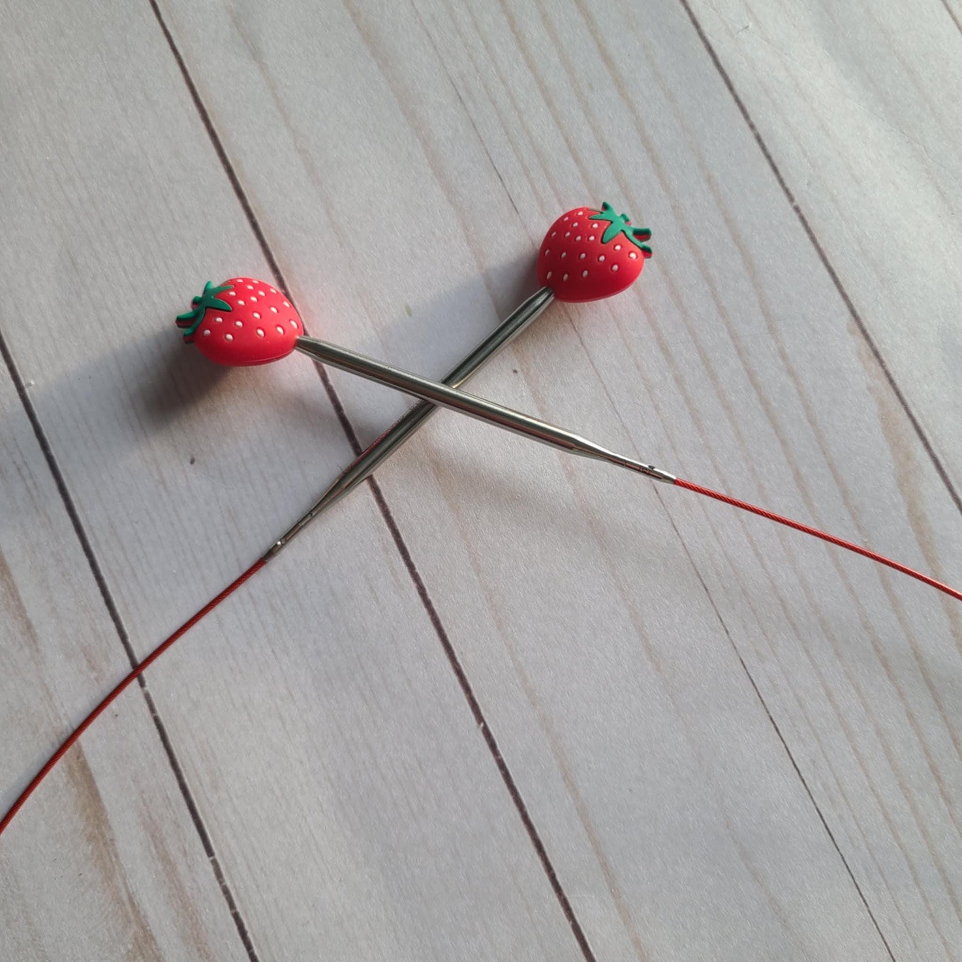 Strawberry Point Protectors, Cross stitch tool, scissor cover, knitting needle cover