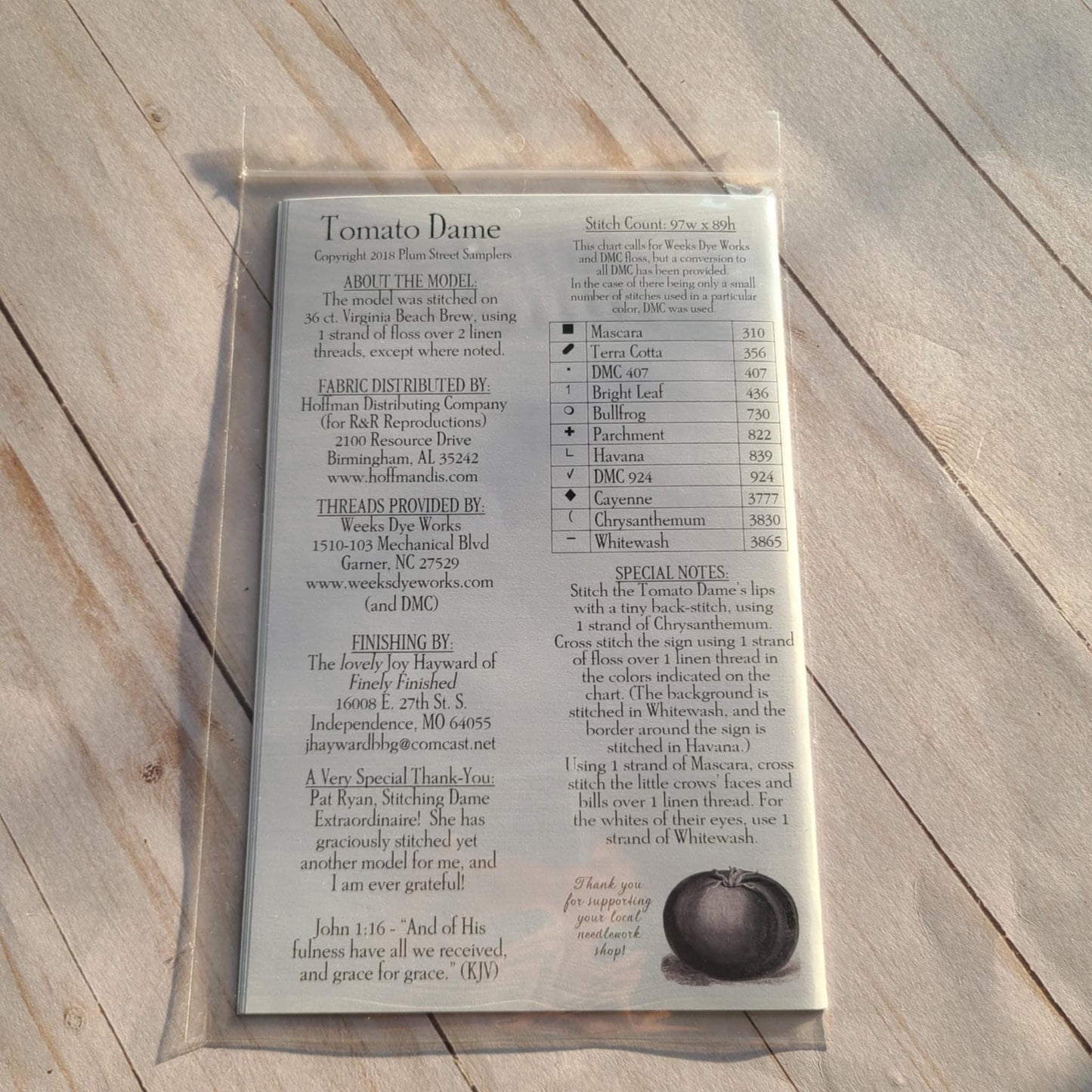 Tomato Dame Cross stitch chart from Plum Street Samplers
