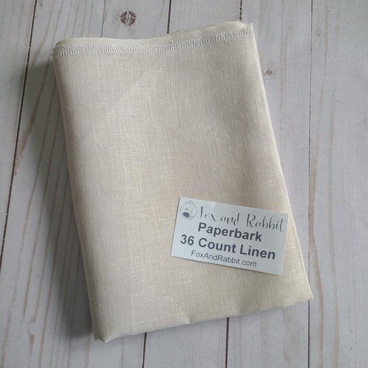 Fox and Rabbit Hand Dyed linen Paperbark 36 count linen Fat Quarter