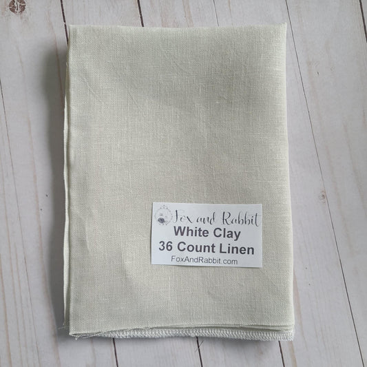 Fox and Rabbit Hand Dyed linen White Clay 36 count linen Fat Quarter