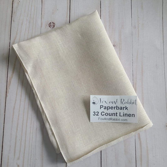 Fox and Rabbit Hand Dyed linen Paperbark 32 count linen Fat Quarter