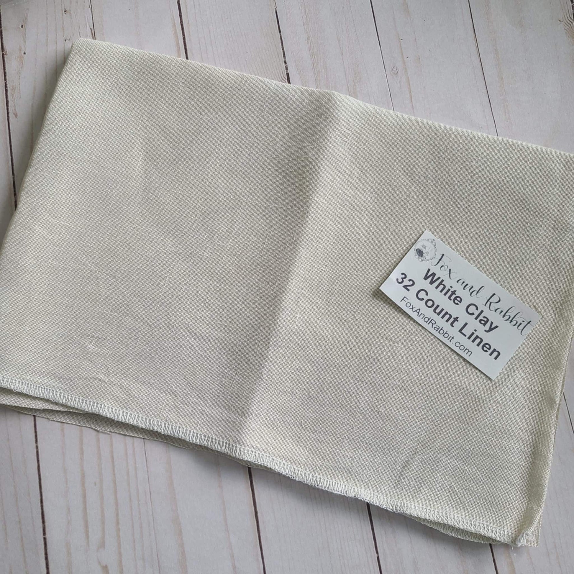 Fox and Rabbit Hand Dyed linen White Clay 32 count linen Fat Quarter