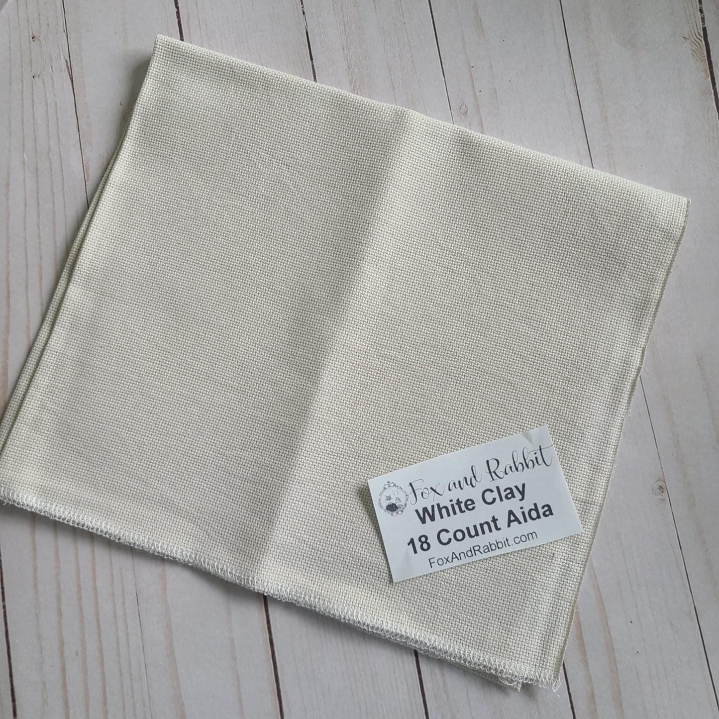 Fox and Rabbit Hand Dyed Aida white clay 18 count Fat Quarter