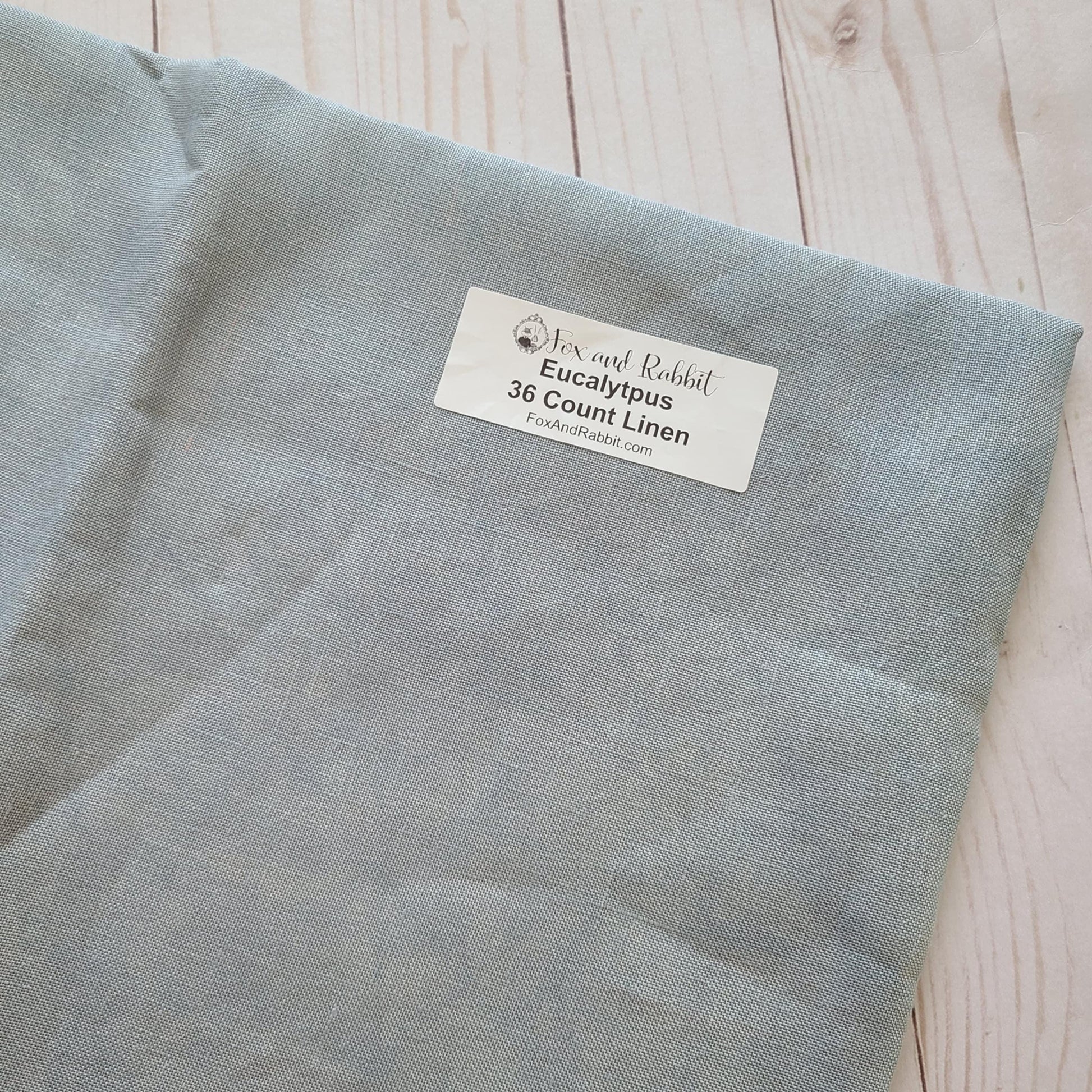 Fox and Rabbit Hand Dyed linen Eucalyptus 36 count linen Fat Quarter