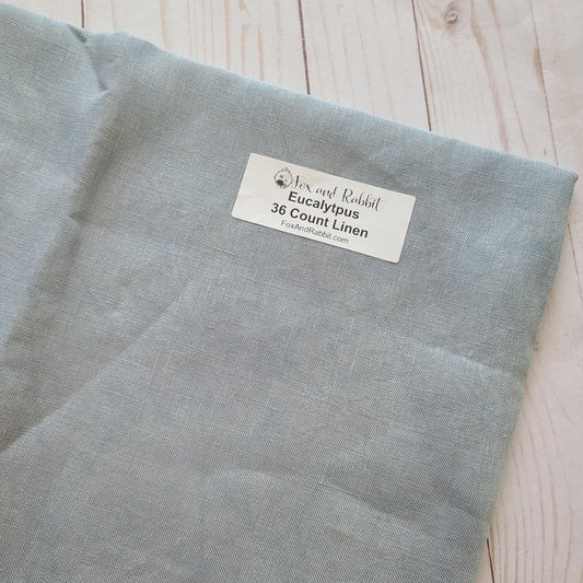Fox and Rabbit Hand Dyed linen Eucalyptus 36 count linen Fat Quarter