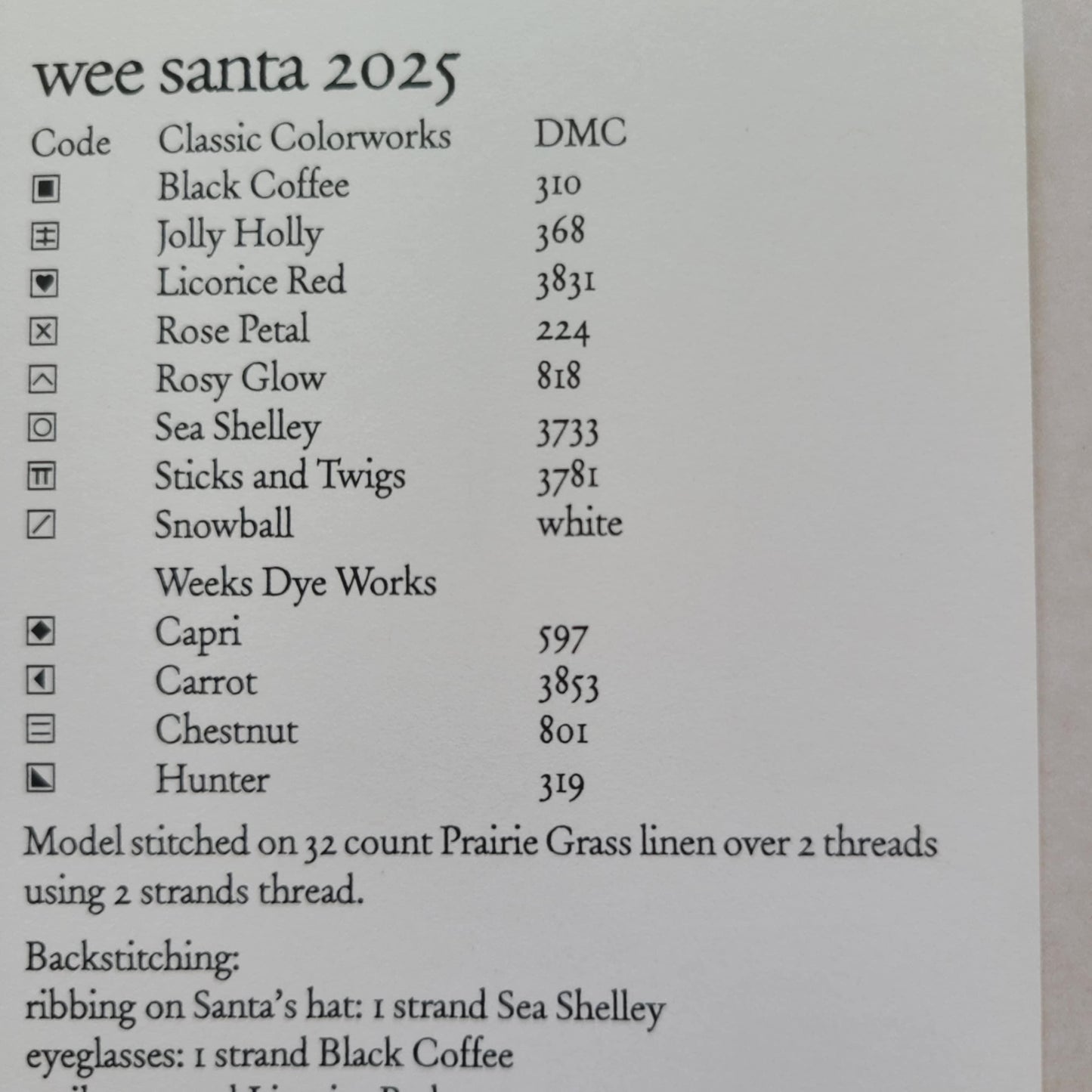 Wee Santa 2025 by Heart in Hand needleart - Paper Pattern