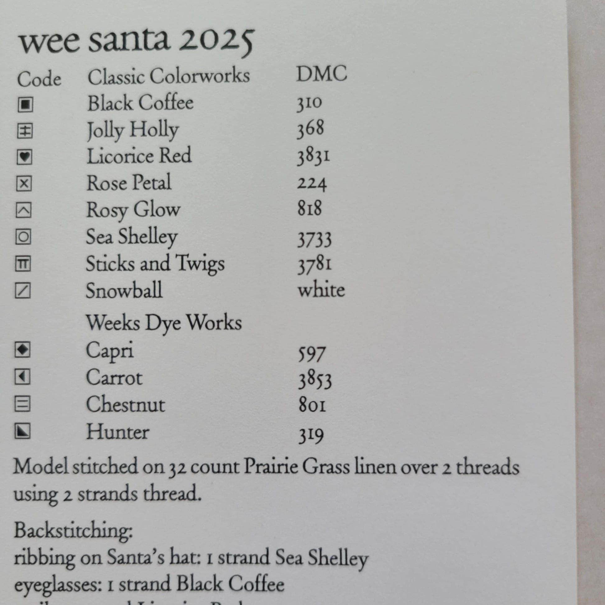 Wee Santa 2025 by Heart in Hand needleart - Paper Pattern