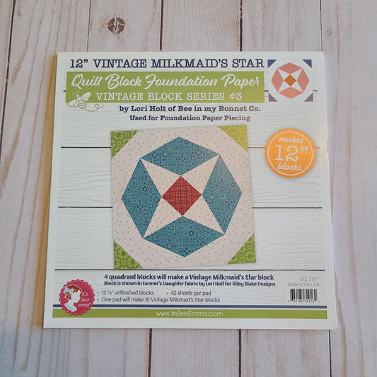 12" Milkmaid Star Foundation Paper Its Sew Lori Holt