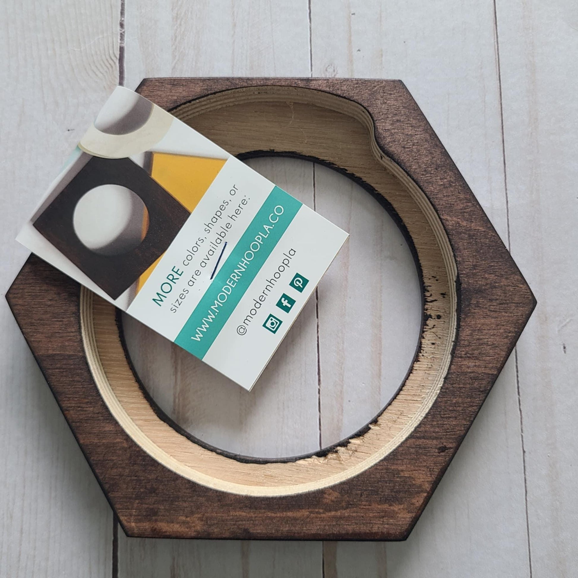 Hexagon Embroidery Hoop Frame For 4" Hoops Dark Walnut