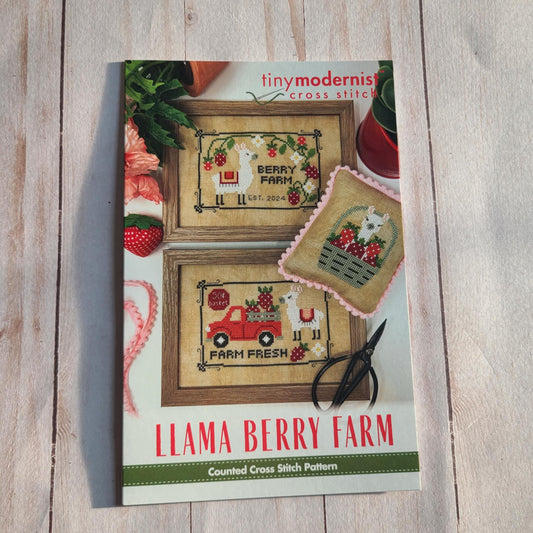 Llama Berry Farm Cross Stitch Pattern Tiny Modernist Cross Stitch Pattern