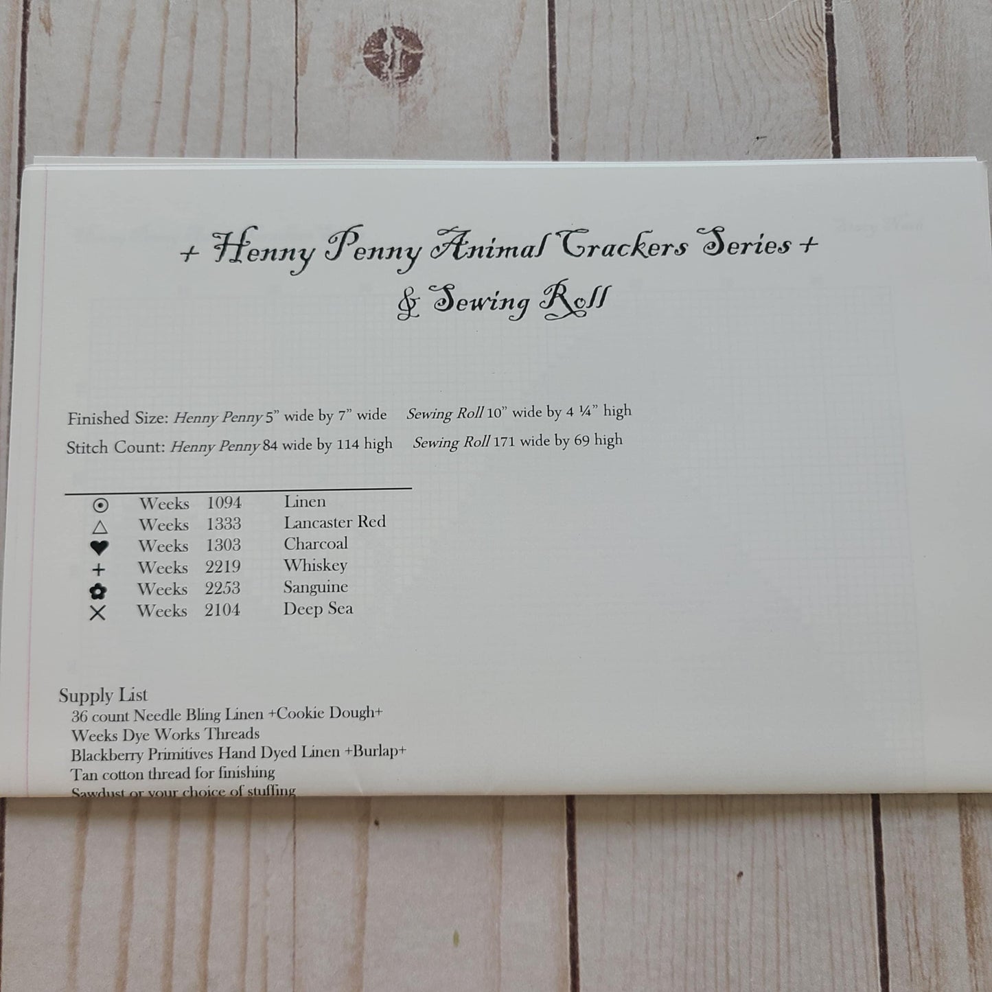 Henny Penny & Sewing Roll cross stitch chart from Stacy Nash Designs