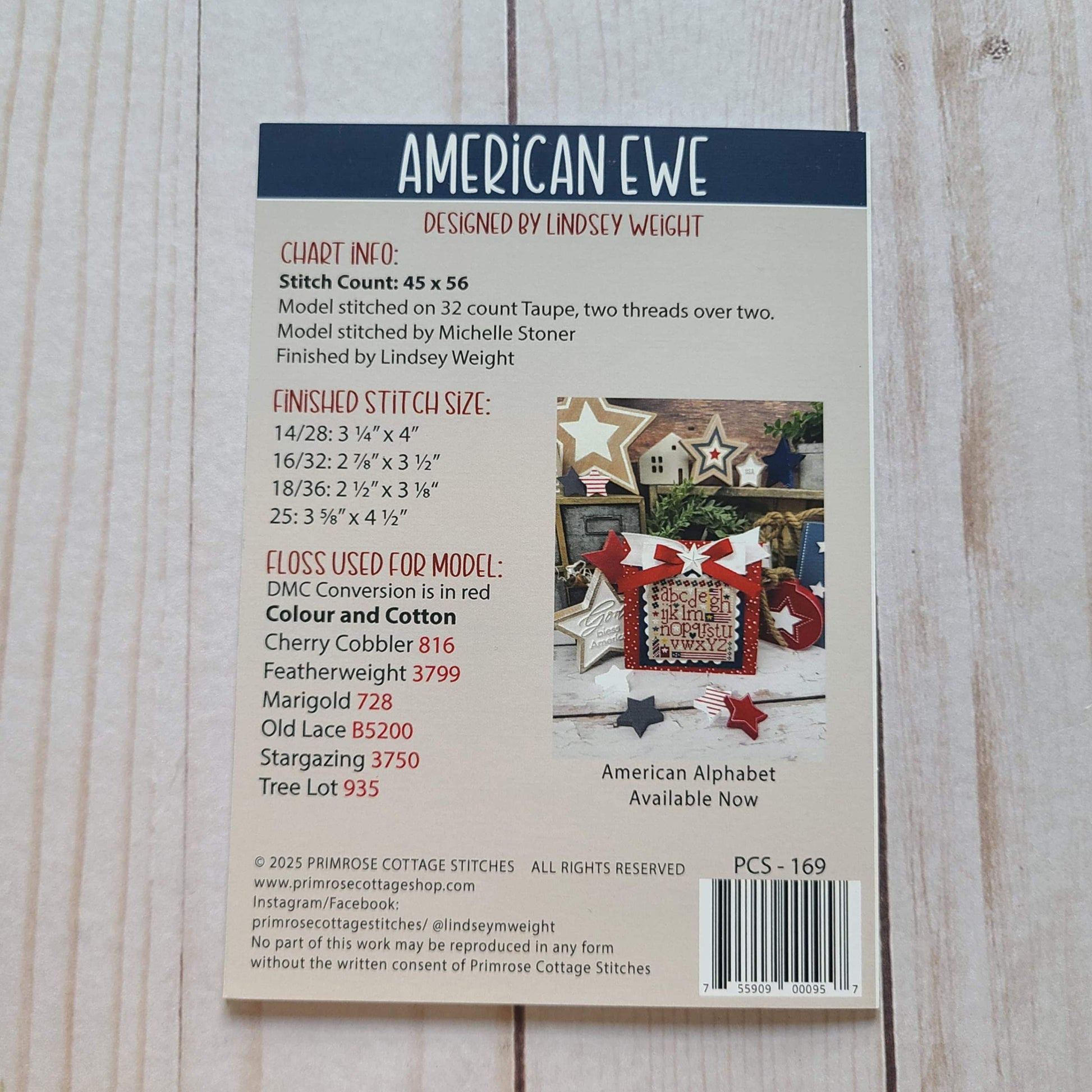 American Ewe Cross Stitch by Lindsey Weight of Primrose Cottage Stitches - Paper Pattern
