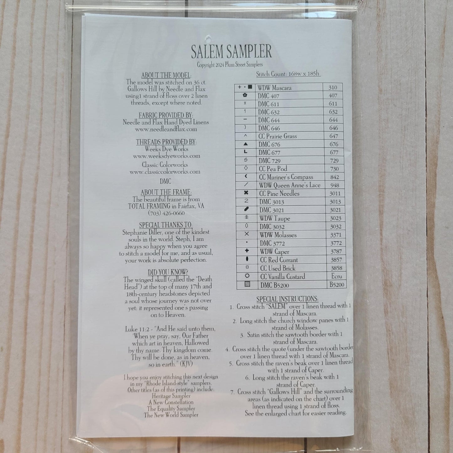 Salem Sampler Cross Stitch Pattern chart from Plum Street Samplers