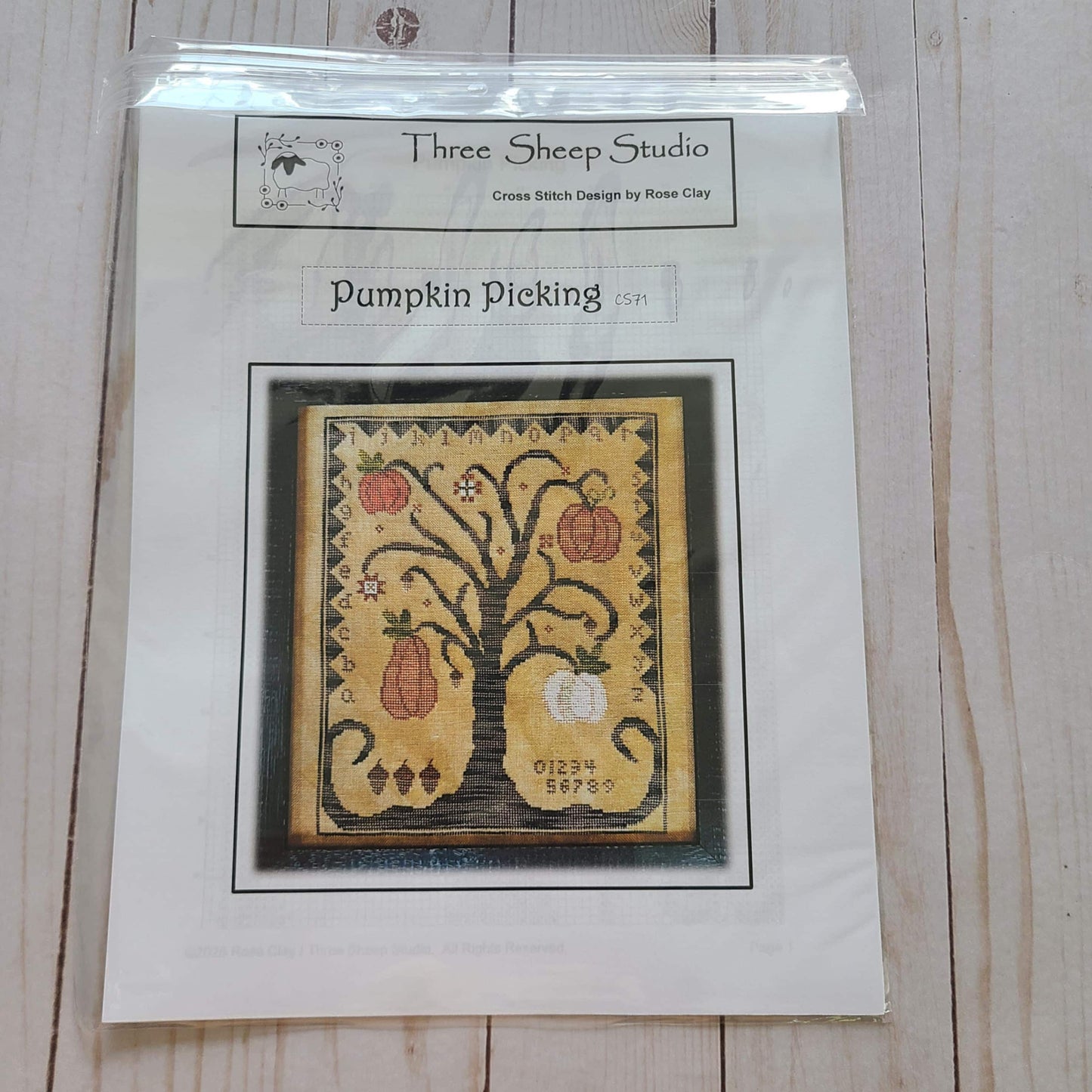 Pumpkin Picking Cross Stitch Pattern chart from Three Sheep Studio