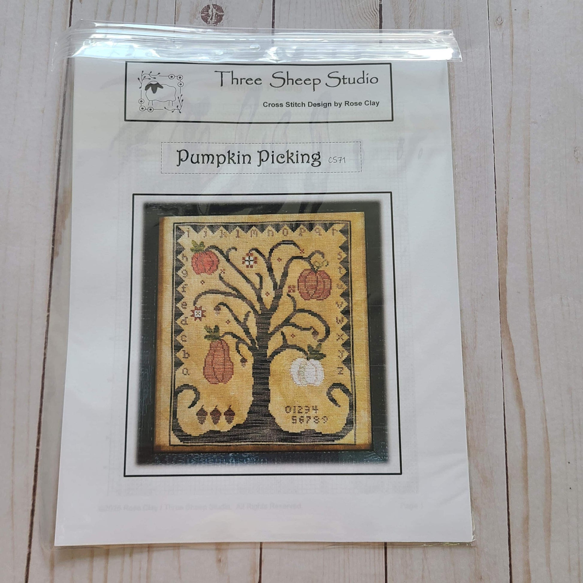 Pumpkin Picking Cross Stitch Pattern chart from Three Sheep Studio