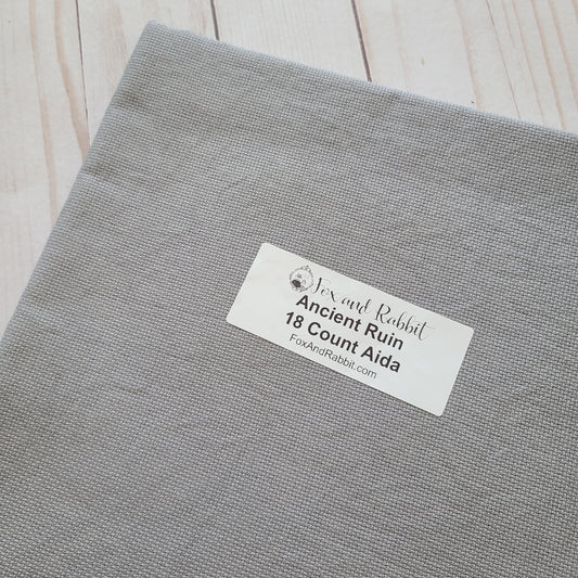 Fox and Rabbit Hand Dyed Aida Ancient Ruin 18 count Fat Quarter