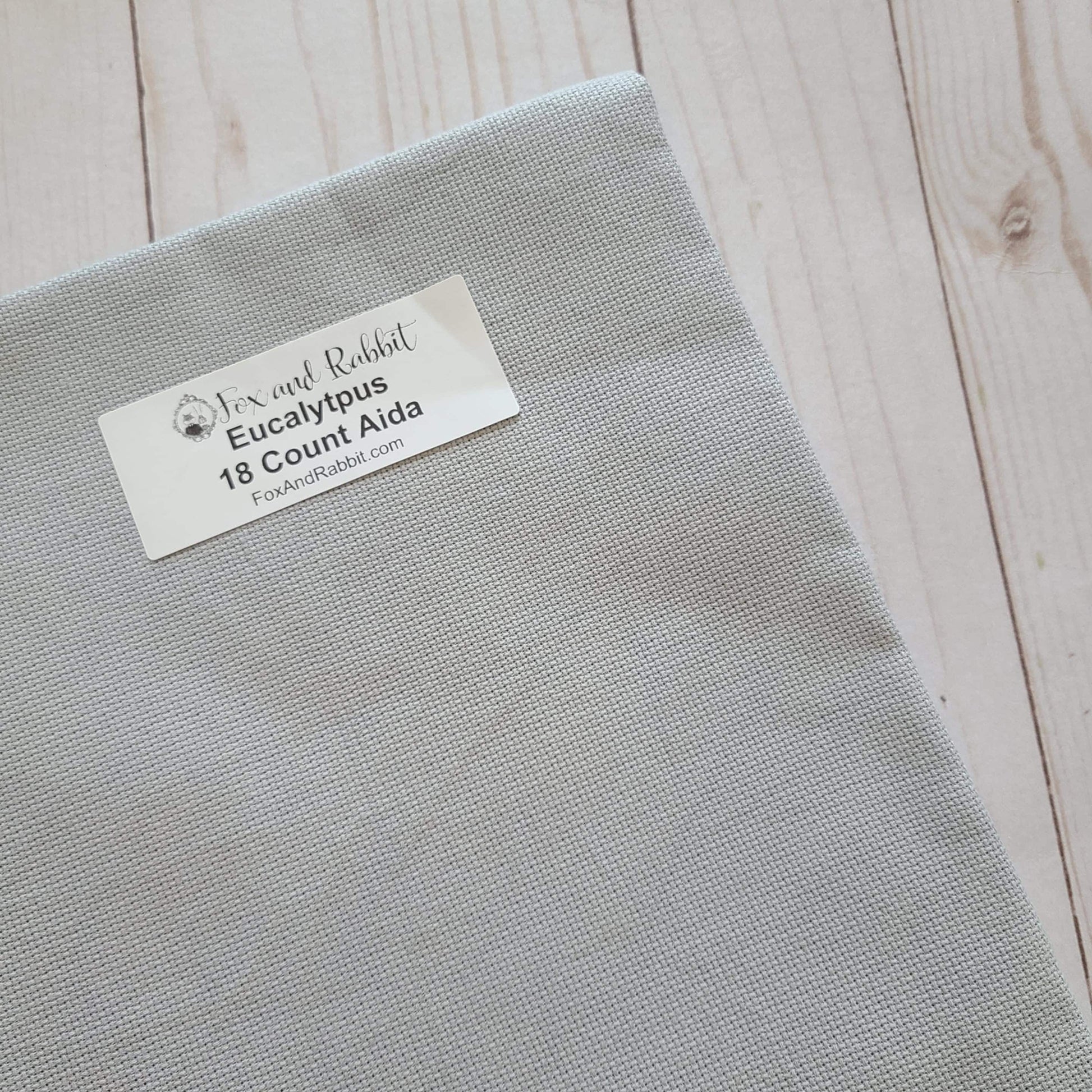 Fox and Rabbit Hand Dyed Aida Eucalyptus 18 count Fat Quarter