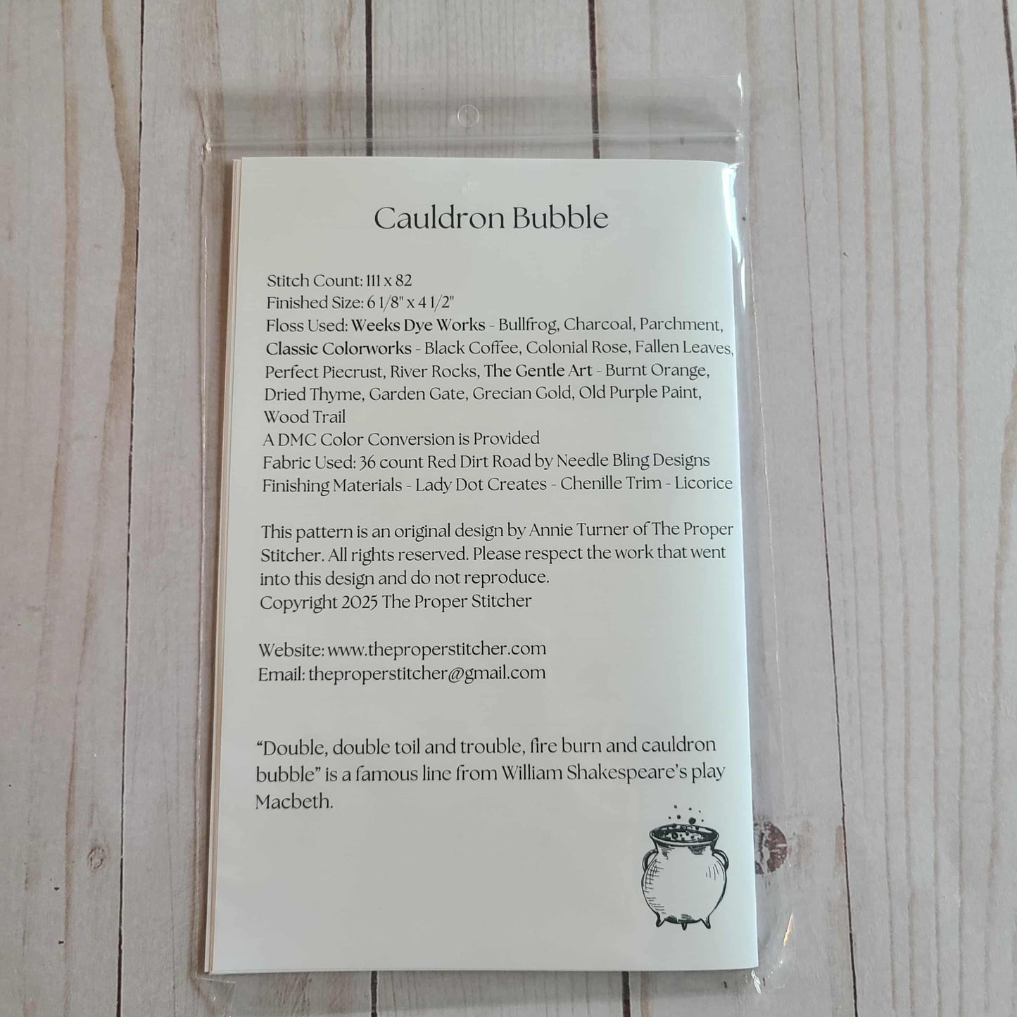 Cauldron Bubble The Proper Stitcher Cross Stitch Pattern
