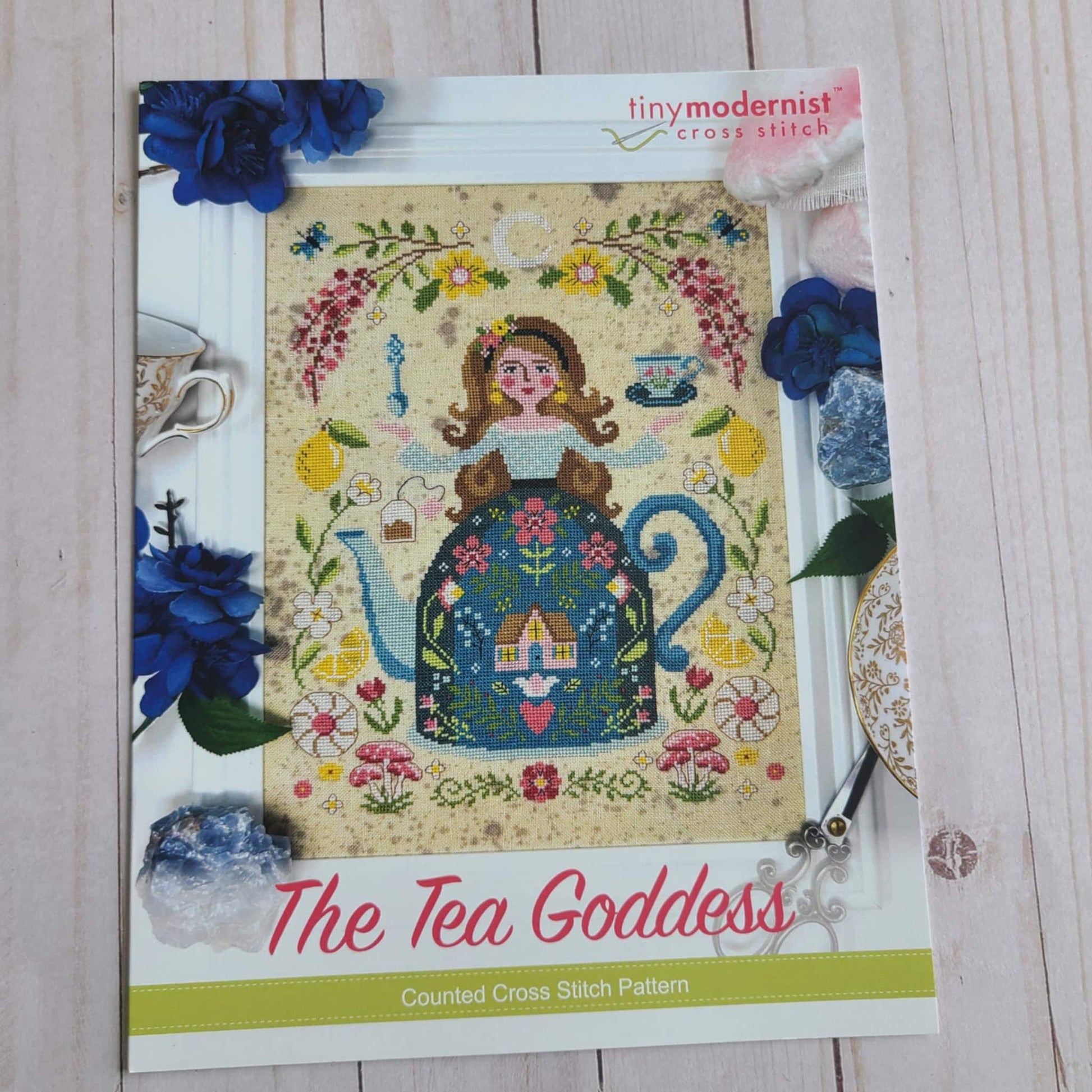 Tea Goddess Cross Stitch Pattern Tiny Modernist Cross Stitch Pattern