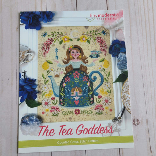 Tea Goddess Cross Stitch Pattern Tiny Modernist Cross Stitch Pattern