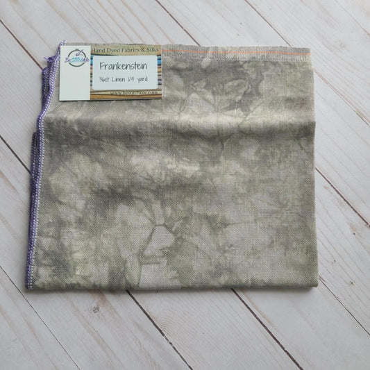 BeStitchMe Hand Dyed Halloween Frankenstein Fabric 36 ct Linen 1/4 yard