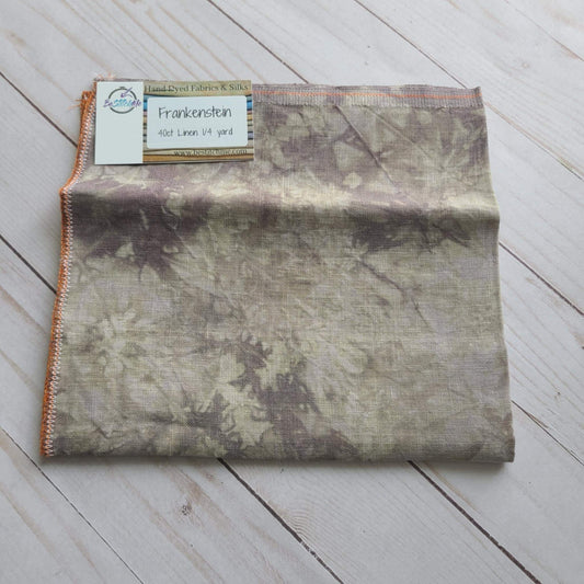 BeStitchMe Hand Dyed Halloween Frankenstein Fabric 40 ct Linen 1/4 yard