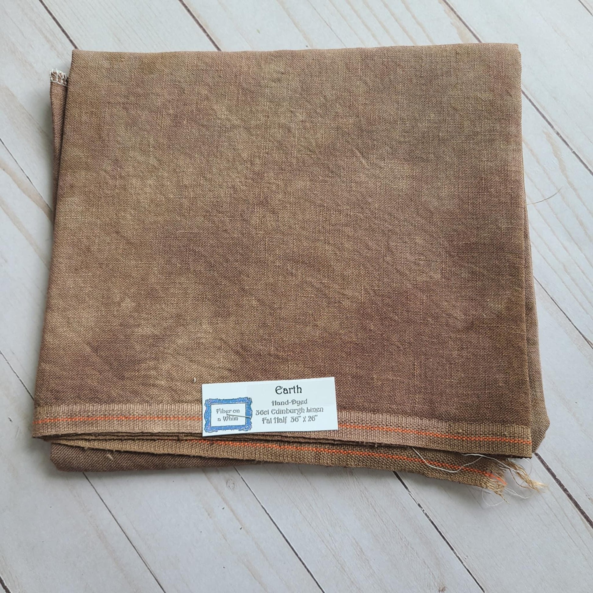 Fiber on a Whim Hand Dyed 36 count Earth Linen fabric fat quarter 18 x 25
