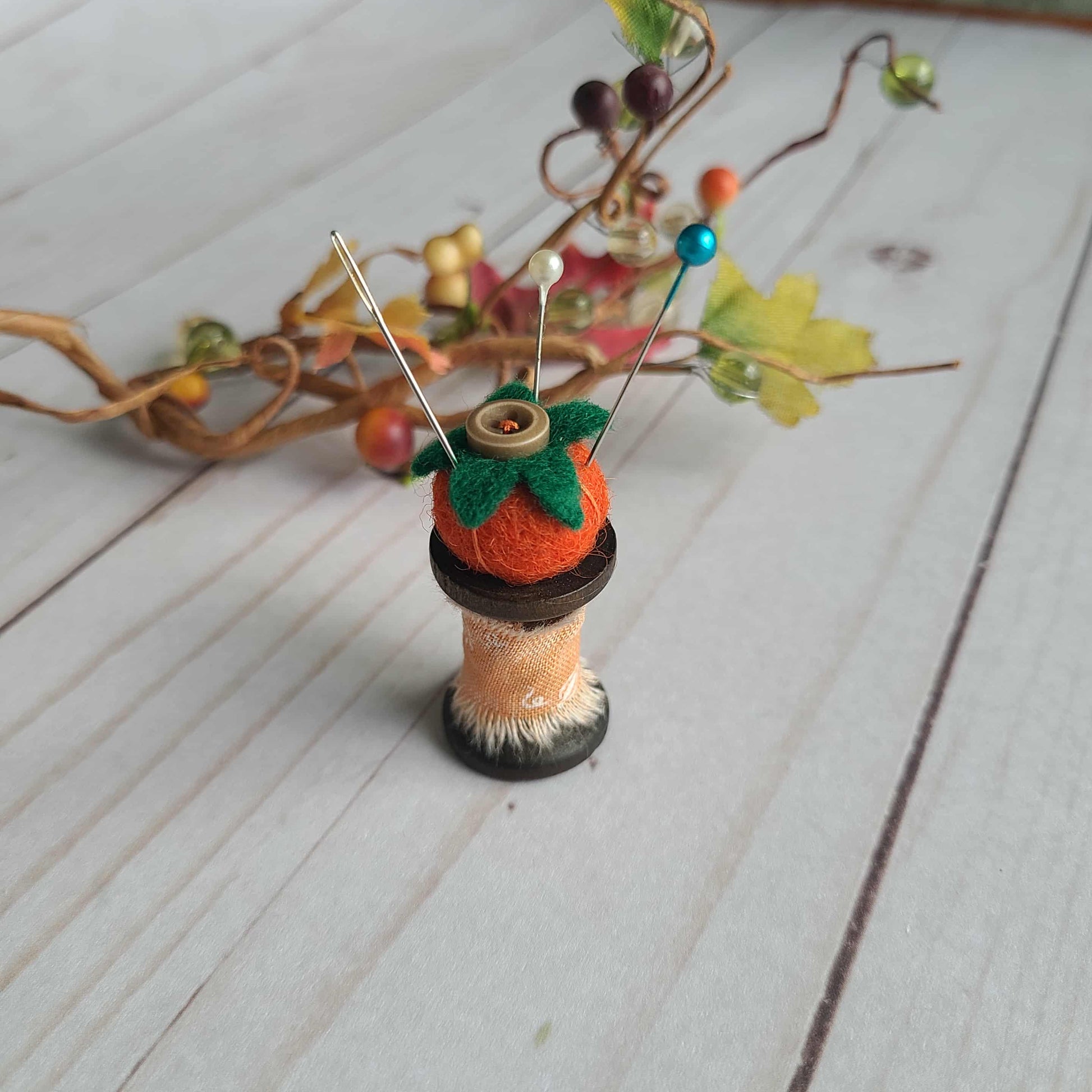 Fall Miniature Spool Pincushion Retreat gift limited edition