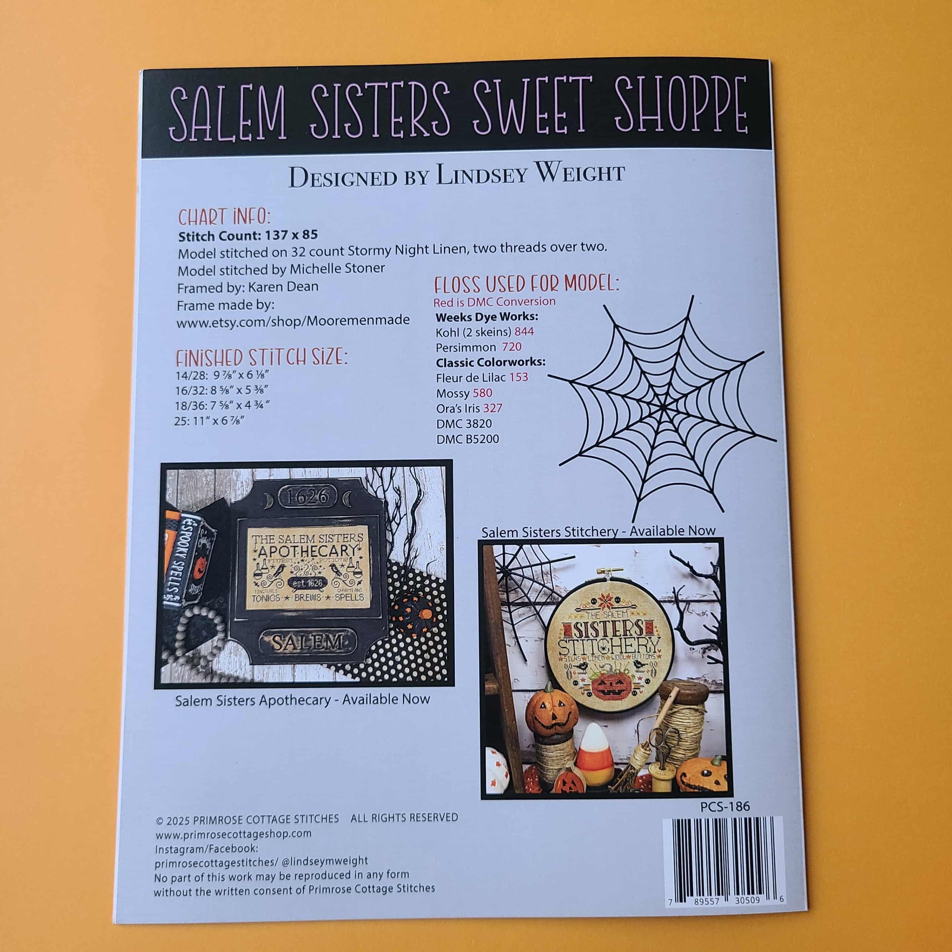 Salem Sisters Sweet Shoppe Cross Stitch by Lindsey Weight of Primrose Cottage Stitches - Paper Pattern