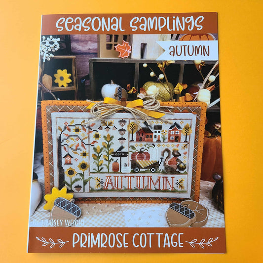 Seasonal Sampling Autumn Cross Stitch by Lindsey Weight of Primrose Cottage Stitches - Paper Pattern