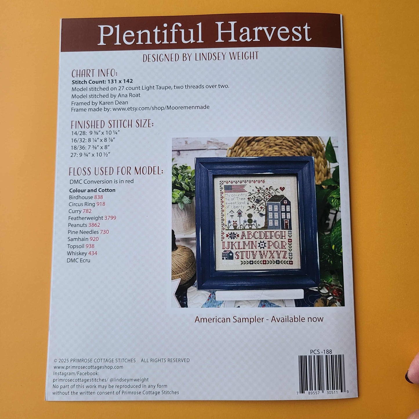 Plentiful Harvest Cross Stitch by Lindsey Weight of Primrose Cottage Stitches - Paper Pattern