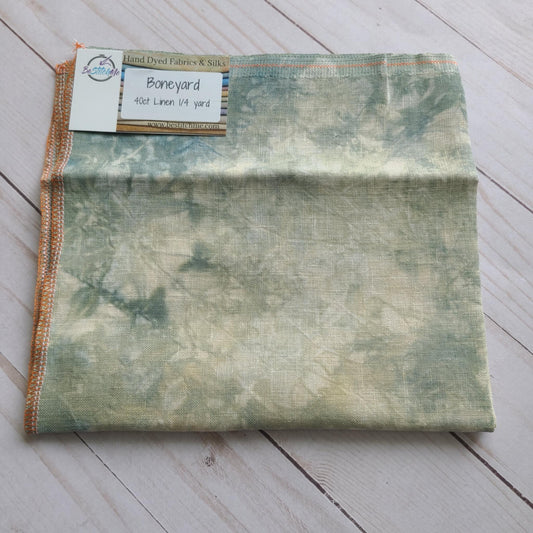 BeStitchMe Hand Dyed Halloween Boneyard Fabric 40 ct Linen 1/4 yard