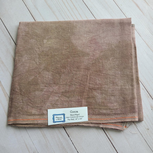 Fiber on a Whim Hand Dyed 36 count Cocoa Linen fabric fat quarter 18 x 25