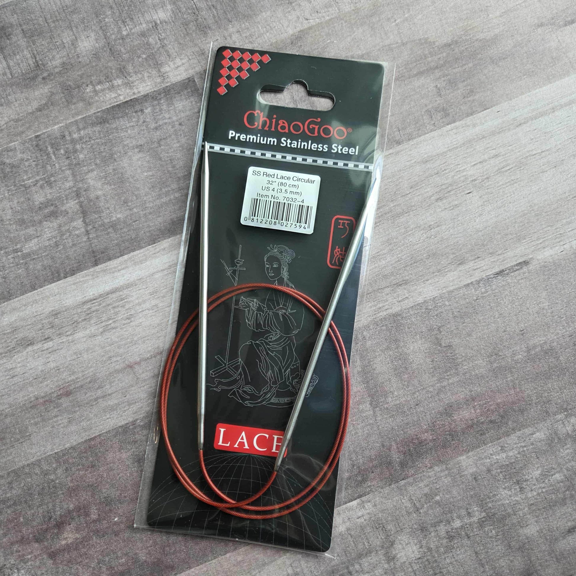 ChiaoGoo Red Lace Stainless Circular Knitting Needles 32" Size 4/3.5mm
