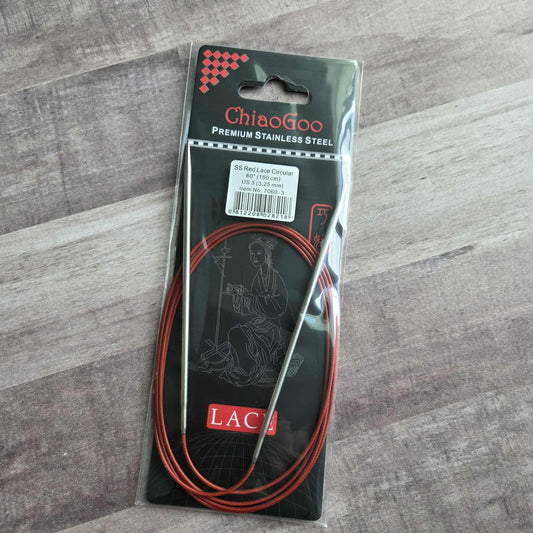 ChiaoGoo Red Lace Stainless Circular Knitting Needles 32" Size 3/3.25mm