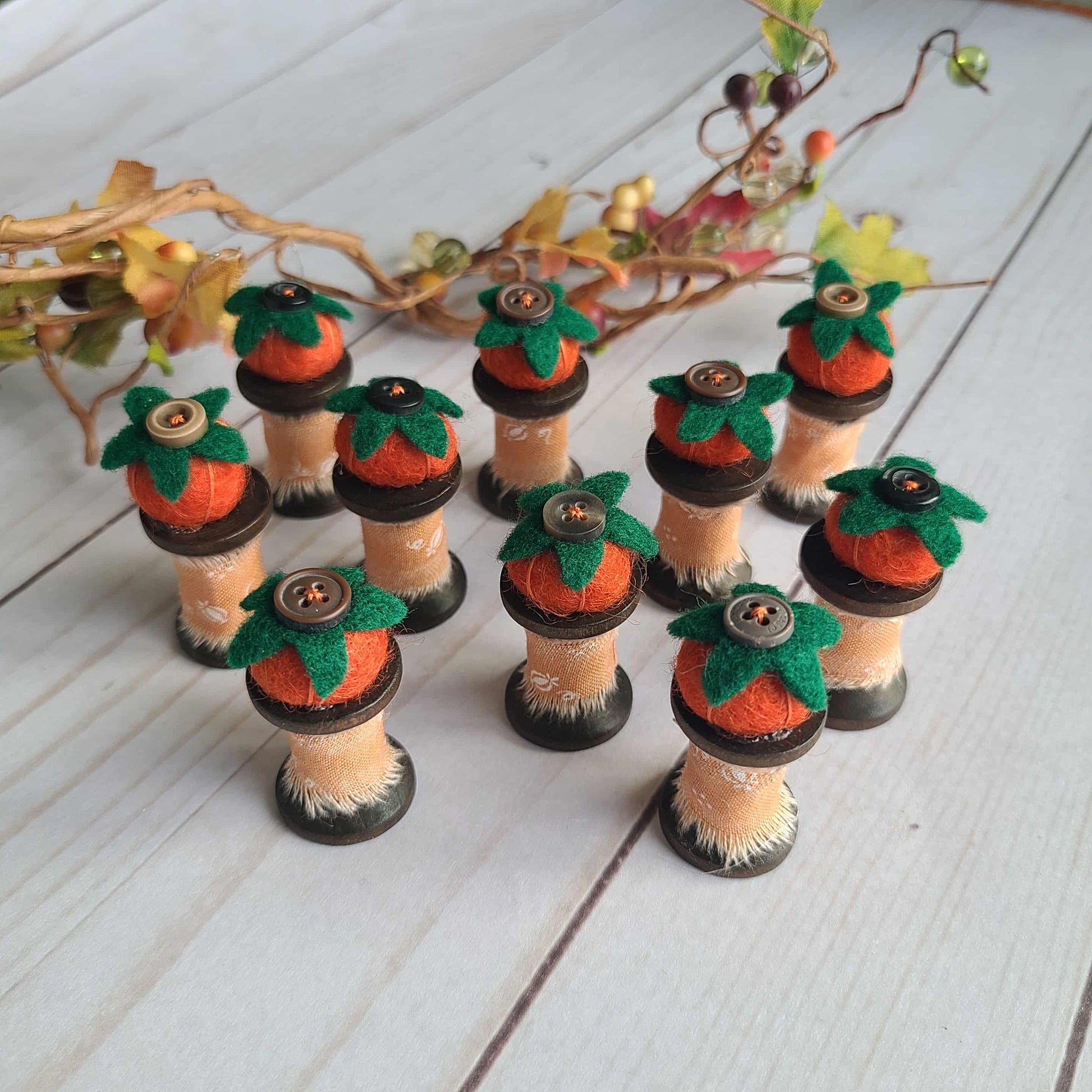 Fall Miniature Spool Pincushion Retreat gift limited edition