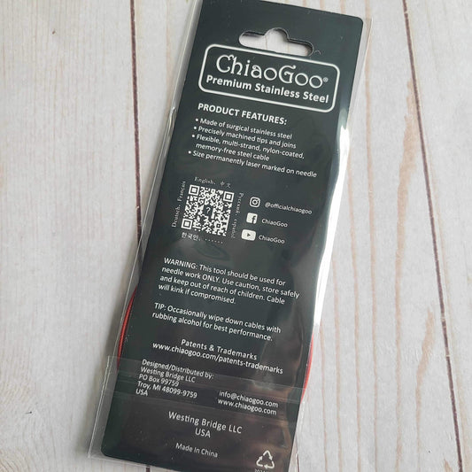 ChiaoGoo Red Lace Stainless Circular Knitting Needles 40" Size 4/3.5mm