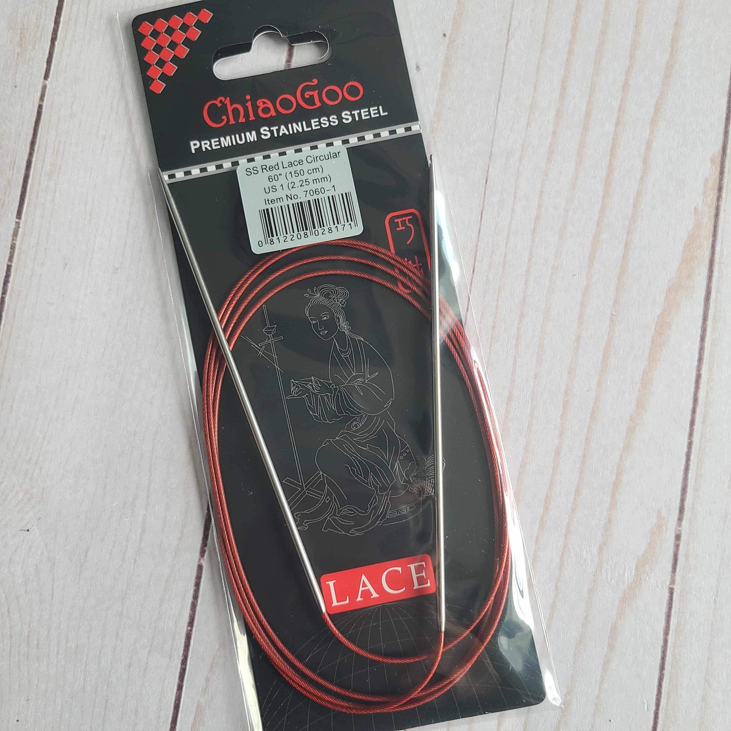 ChiaoGoo Red Lace Stainless Circular Knitting Needles 60" Size Size 1/2.25mm