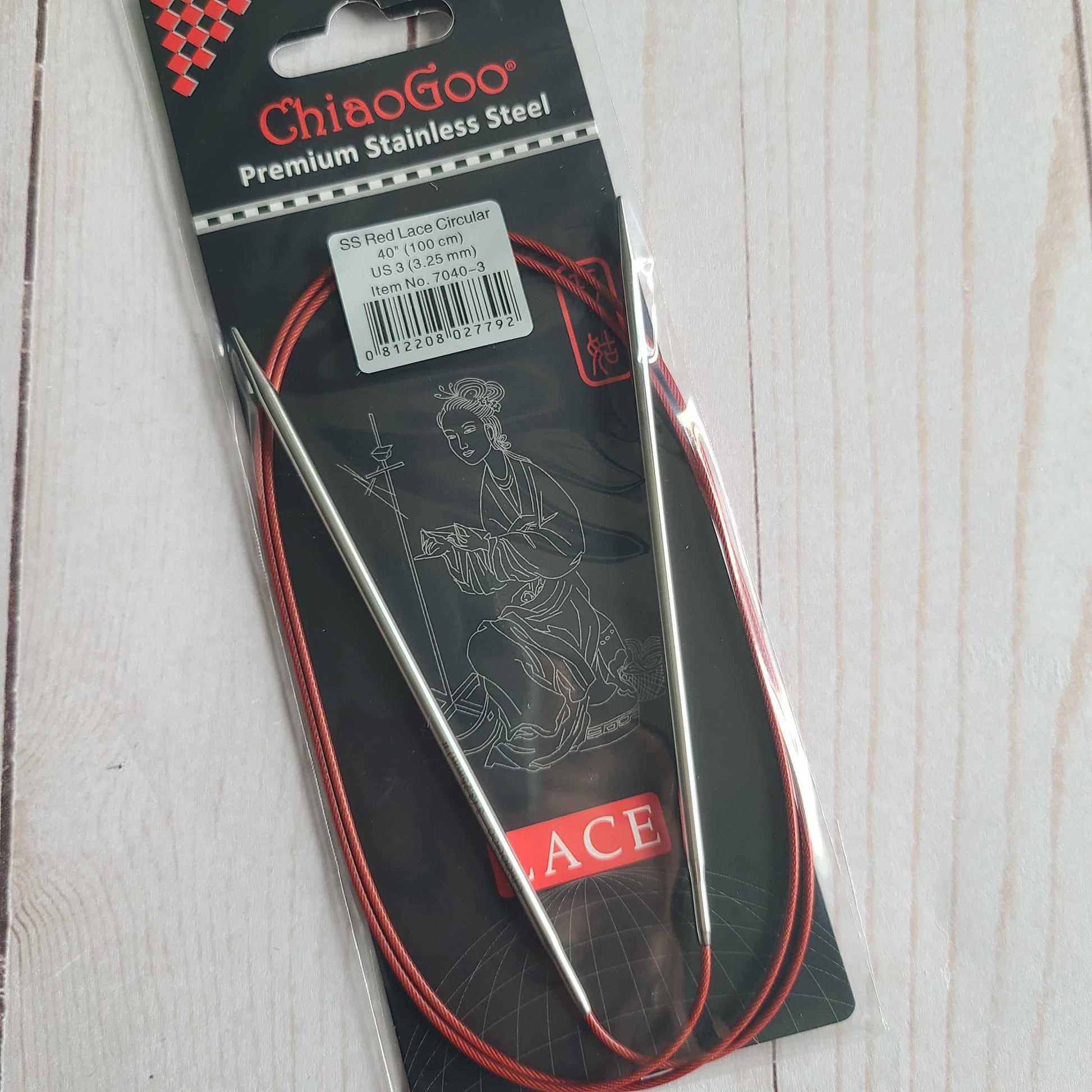 ChiaoGoo Red Lace Stainless Circular Knitting Needles 40" Size Size 3/3.25mm