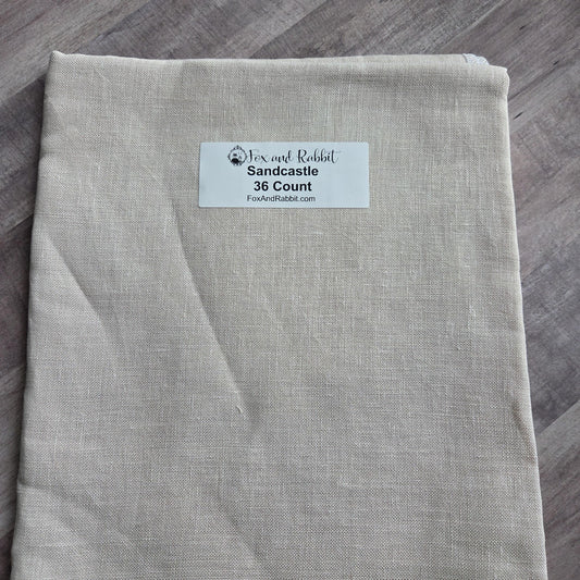 Fox and Rabbit Hand Dyed linen Sandcastle 36 count linen Fat Quarter