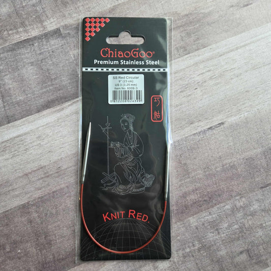 ChiaoGoo Red Circular Knitting Needles 9" Size 3/3.25mm