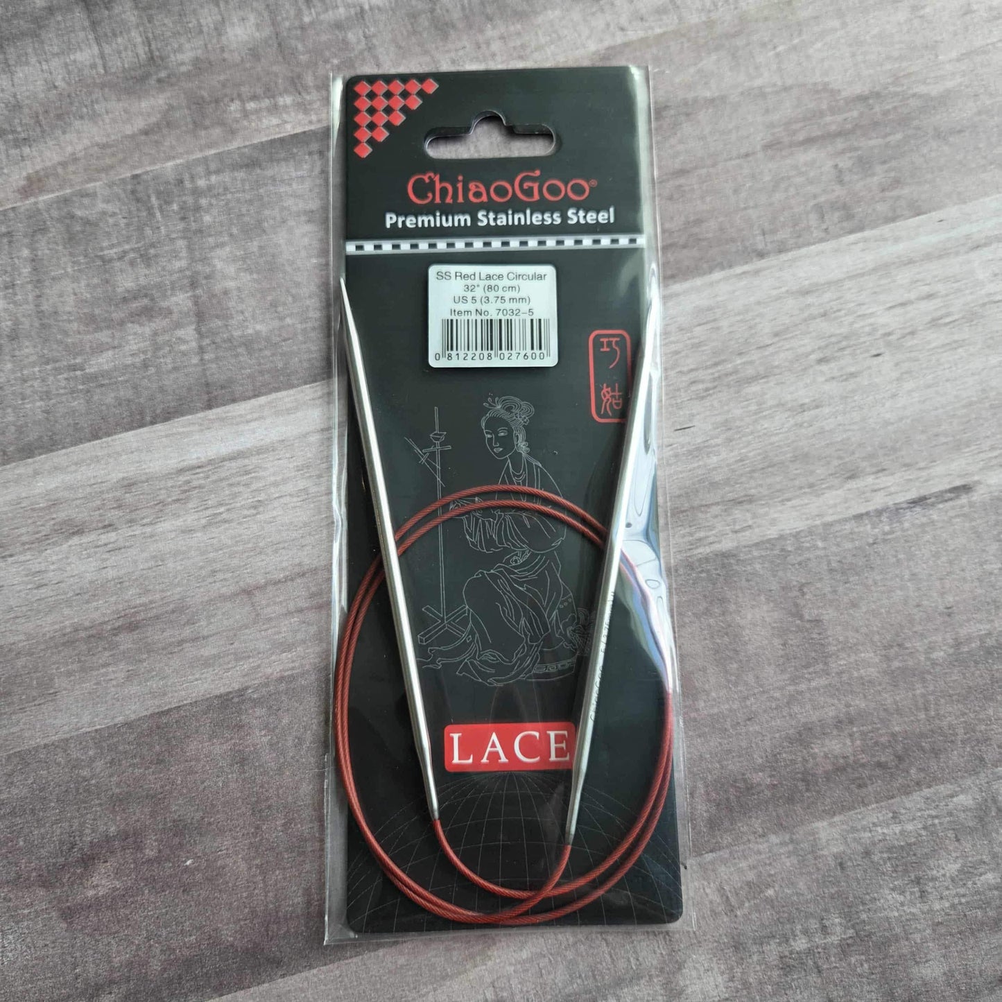 ChiaoGoo Red Lace Stainless Circular Knitting Needles 32" Size 5/3.75mm