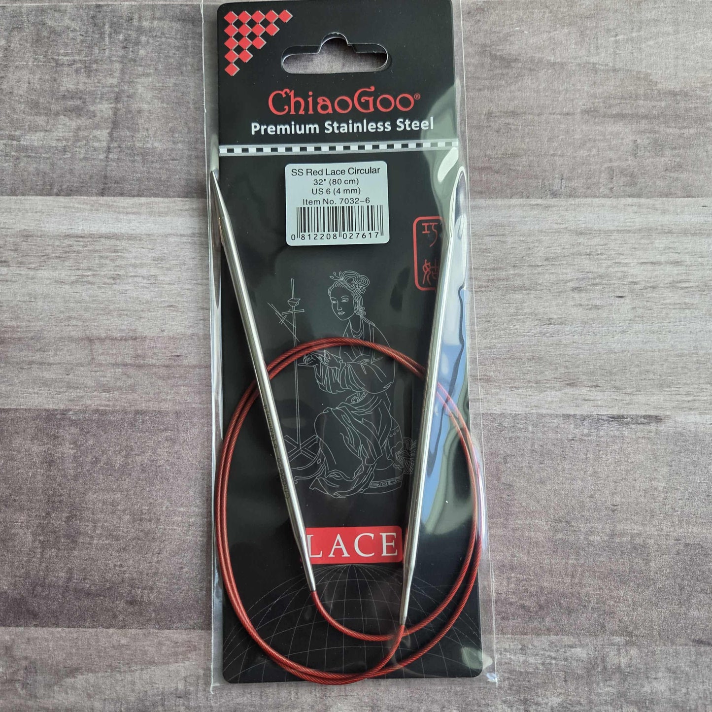 ChiaoGoo Red Lace Stainless Circular Knitting Needles 32" Size 6/4mm