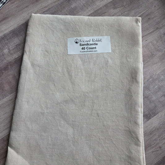 Fox and Rabbit Hand Dyed linen Sandcastle 40 count linen Fat Quarter