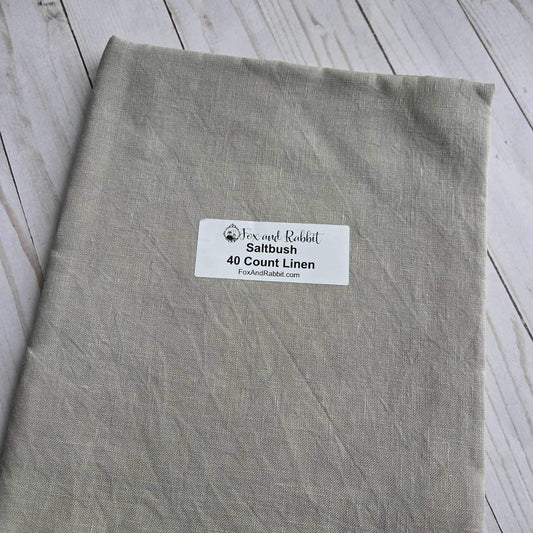 Fox and Rabbit Hand Dyed linen Saltbush 40 count linen Fat Quarter