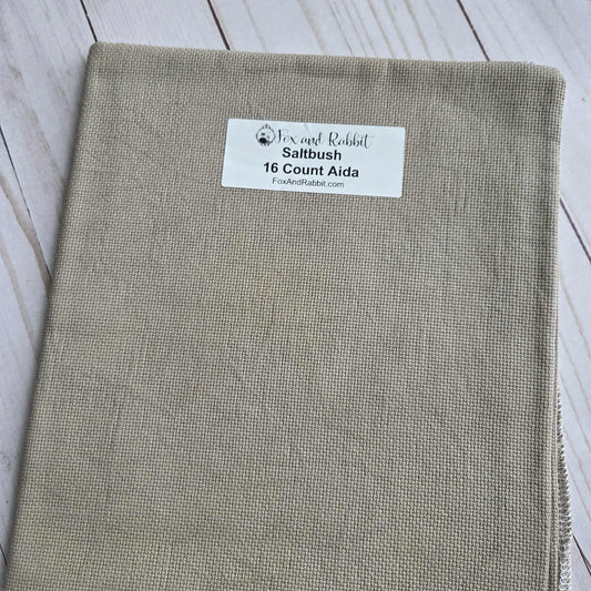 Fox and Rabbit Hand Dyed Aida Saltbush 16 count Fat Quarter