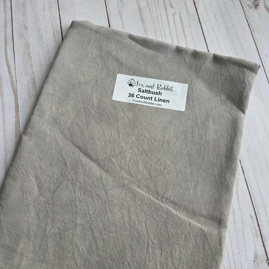 Fox and Rabbit Hand Dyed linen Saltbush 36 count linen Fat Quarter