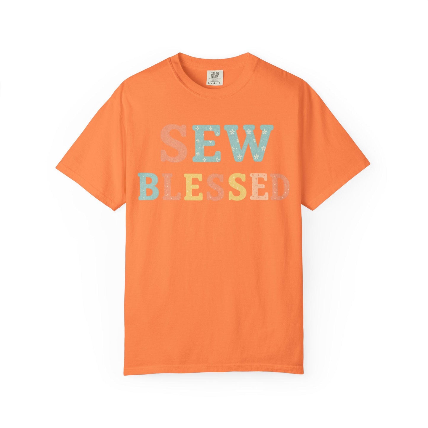 Sew Blessed T-shirt | Pastel Patchwork Typography